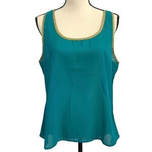 Charlotte Russe Gold Trim Turquoise Sheer Tank​